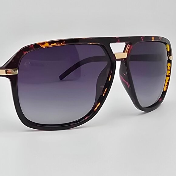 Prive Revaux The Bruce Tortoise Frame Polarized Grey Lens Aviator Sunglasses - Picture 7 of 16